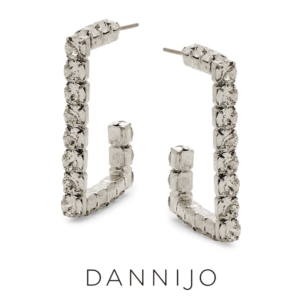 DANNIJO Archer Silverplated & Swarovski Crystal Hoop Earrings NWT - Picture 8 of 17